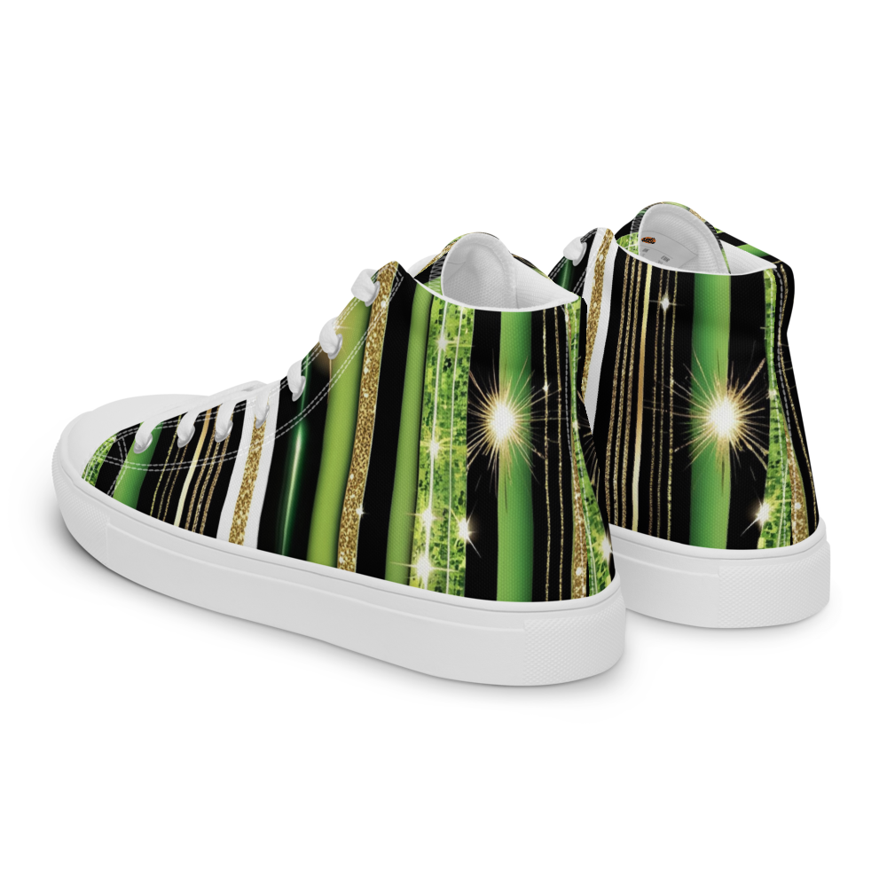 Men’s high top canvas shoes - Green Sparks Party | 5021