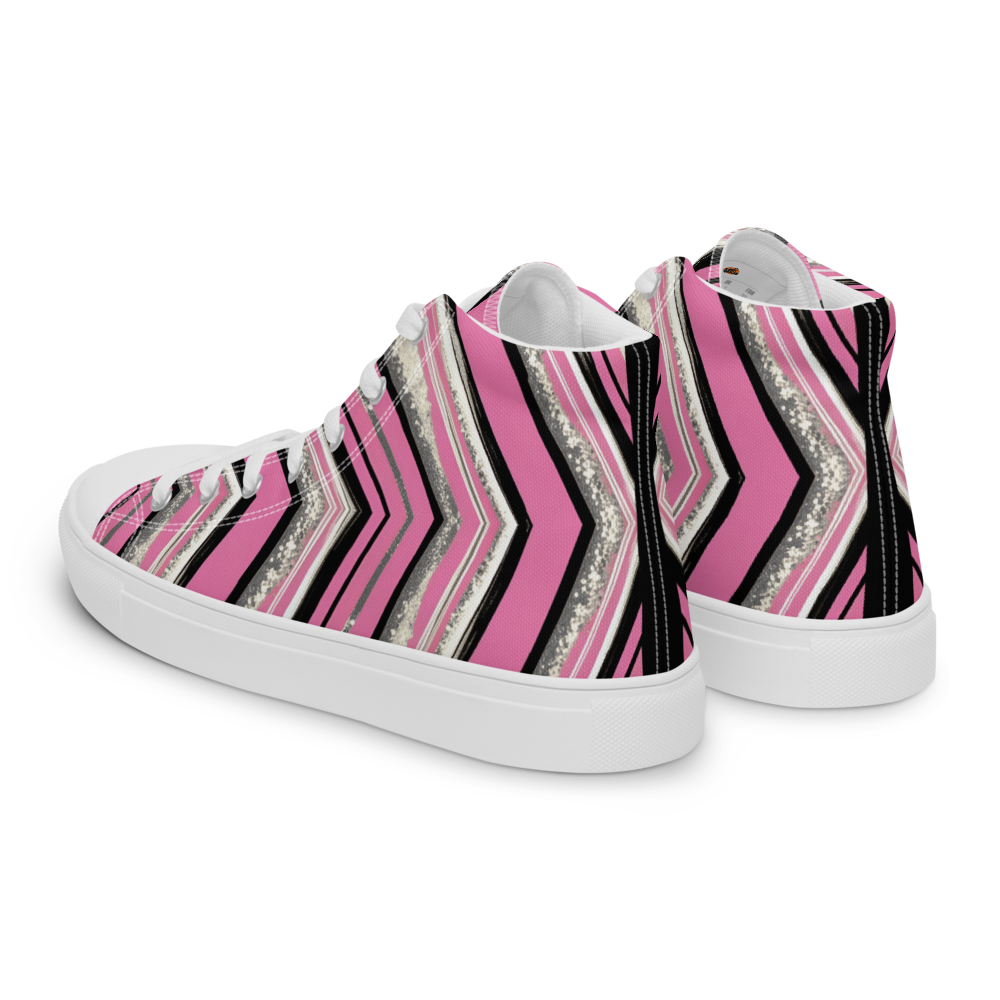 Men’s high top canvas shoes - Pink Silver Party | 5023