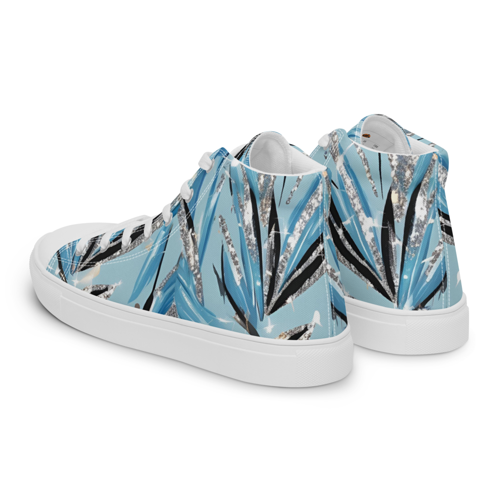 Men’s high top canvas shoes - Blue Silver Hot Ice Party | 5024