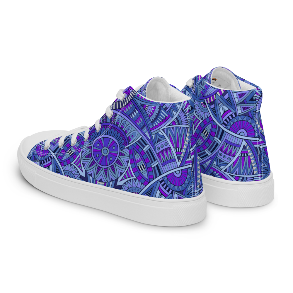 Men’s high top canvas shoes - Ethnic-Boho Fusion Blue | 5030