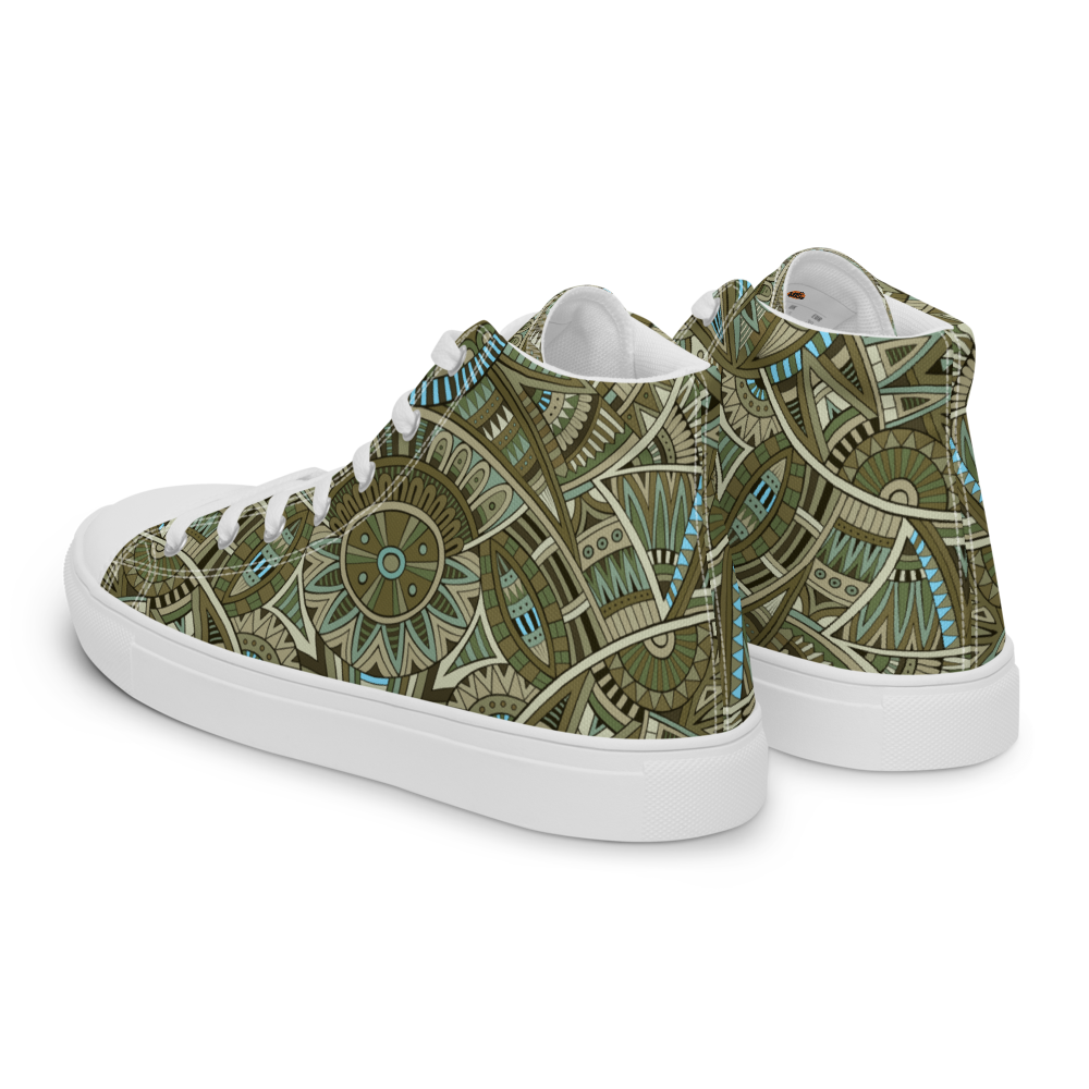 Men’s high top canvas shoes - Ethnic-Boho Fusion Khaki | 5031