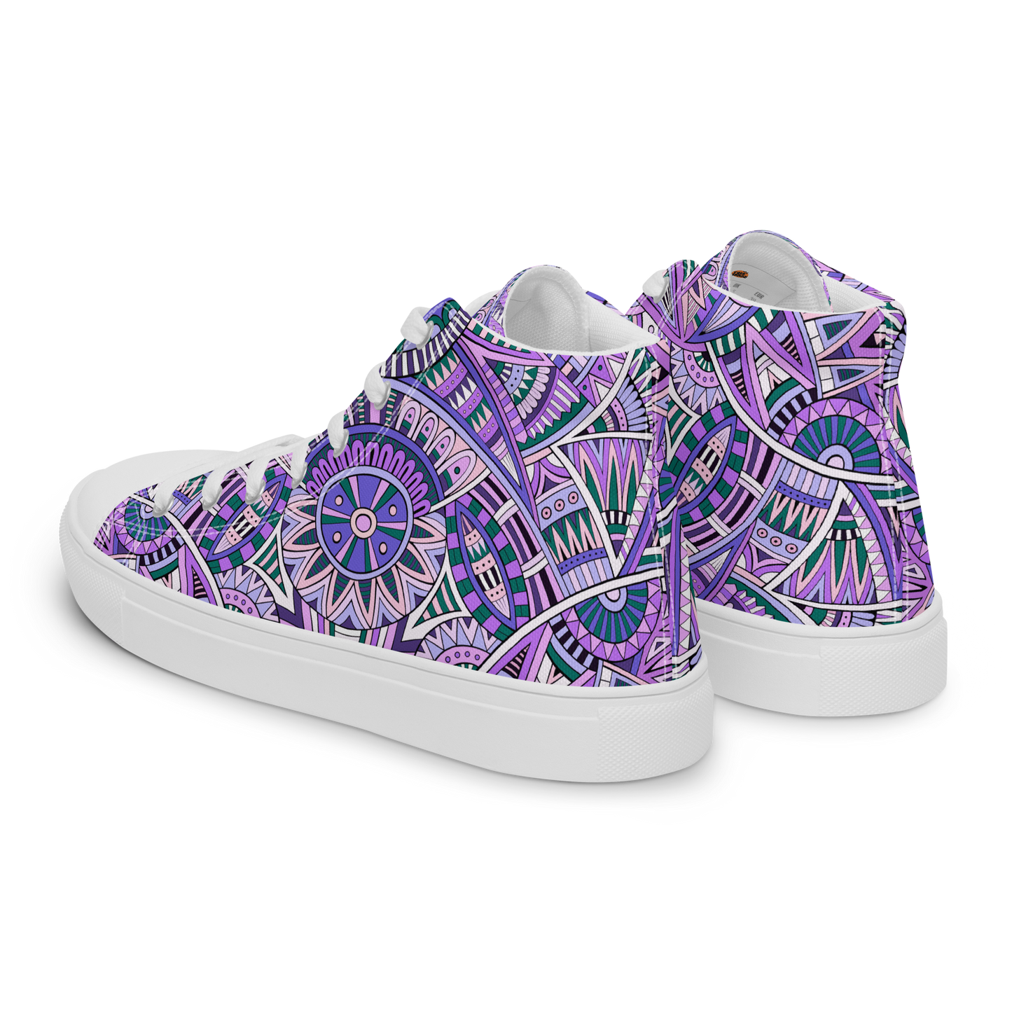 Men’s high top canvas shoes - Ethnic-Boho Fusion Lilac | 5035