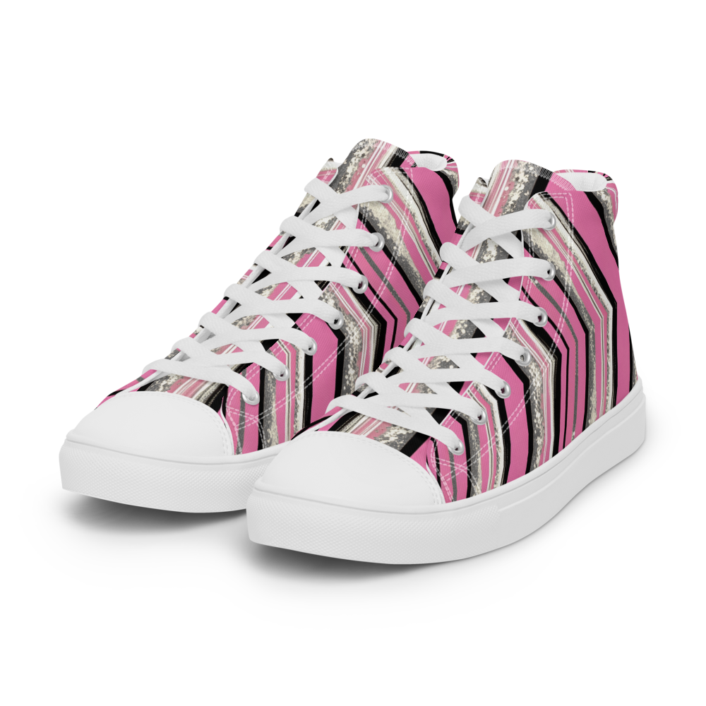 Men’s high top canvas shoes - Pink Silver Party | 5023