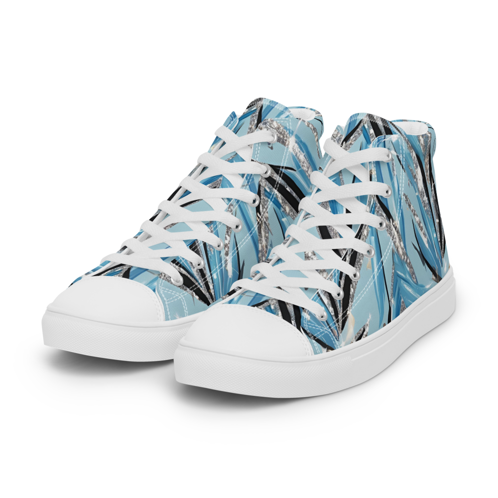 Men’s high top canvas shoes - Blue Silver Hot Ice Party | 5024
