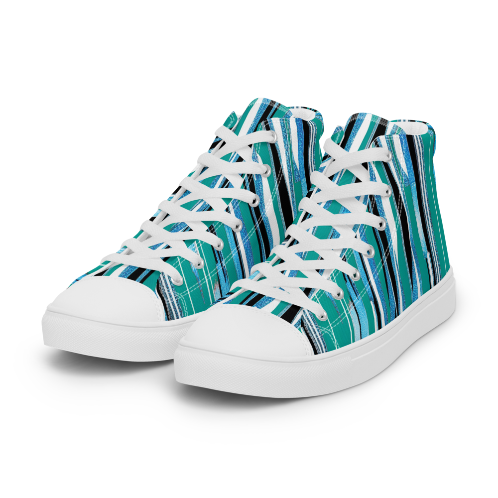 Men’s high top canvas shoes - Teal Blue Party | 5025