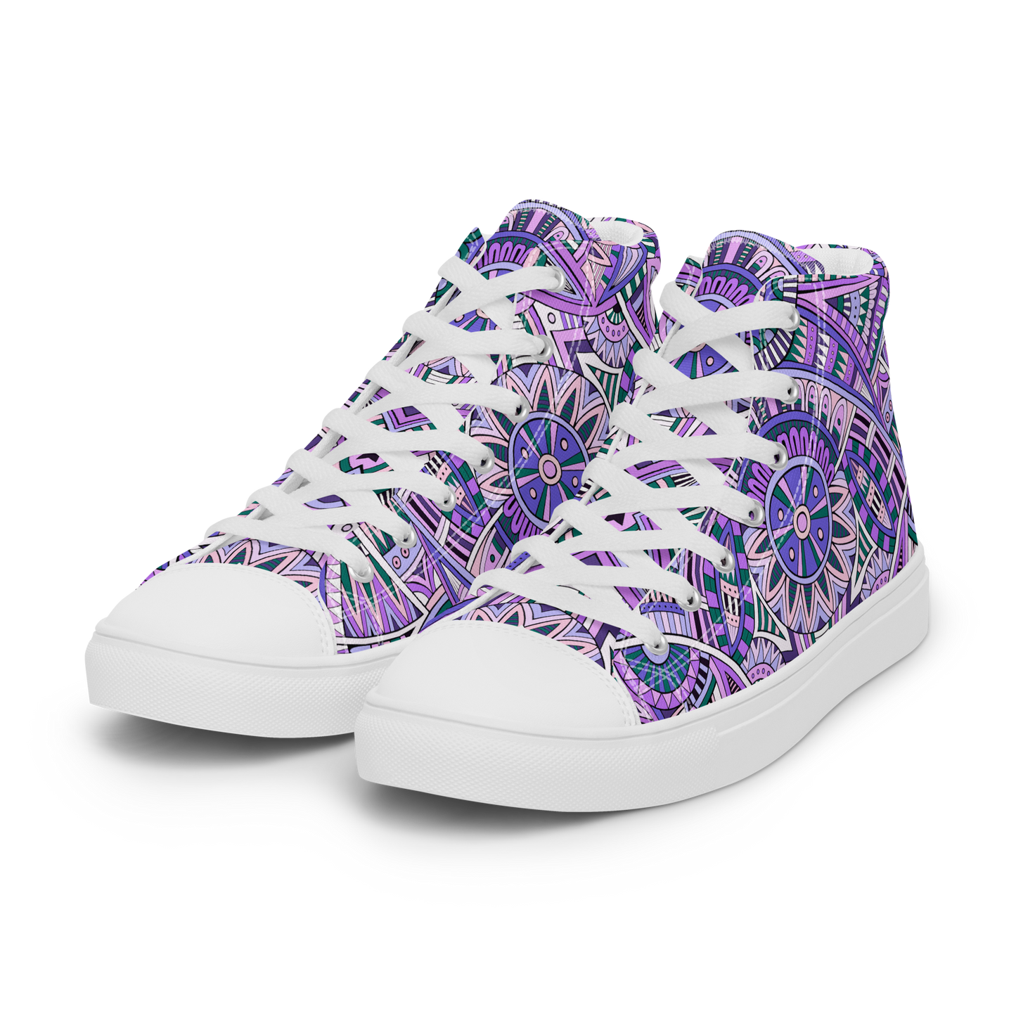 Men’s high top canvas shoes - Ethnic-Boho Fusion Lilac | 5035