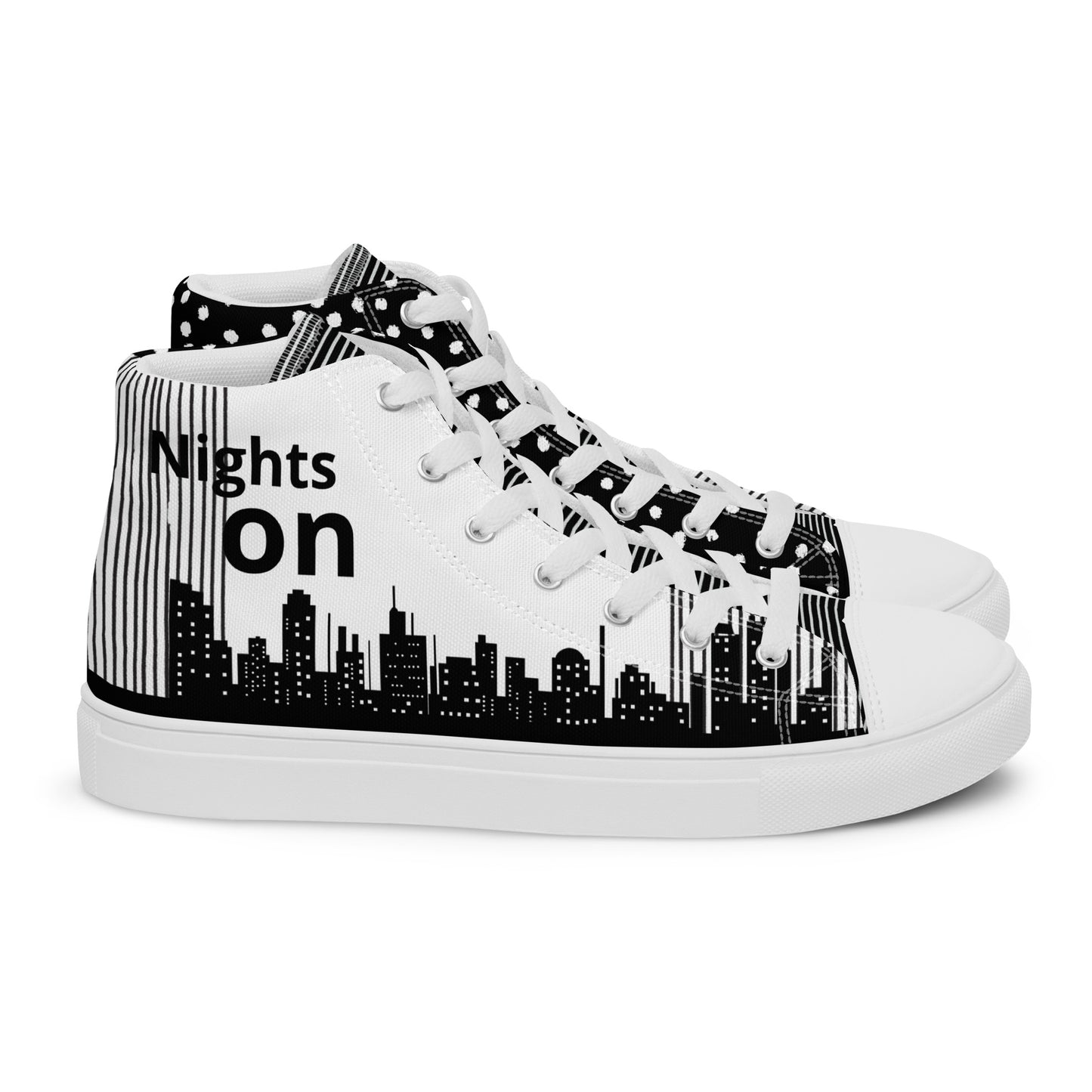 Men’s high top canvas shoes - White Lights out/Nights on | 5014