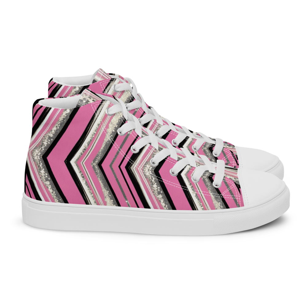 Men’s high top canvas shoes - Pink Silver Party | 5023