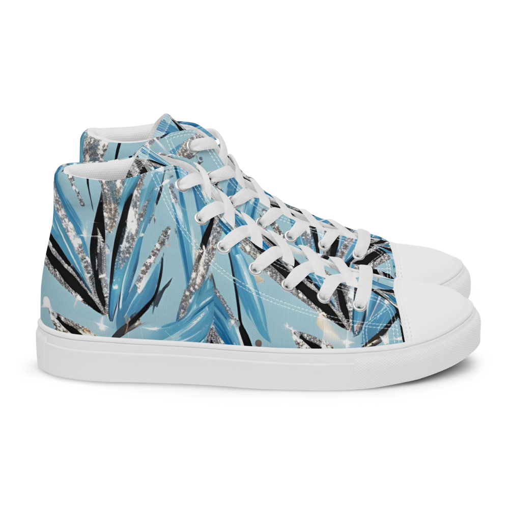 Men’s high top canvas shoes - Blue Silver Hot Ice Party | 5024