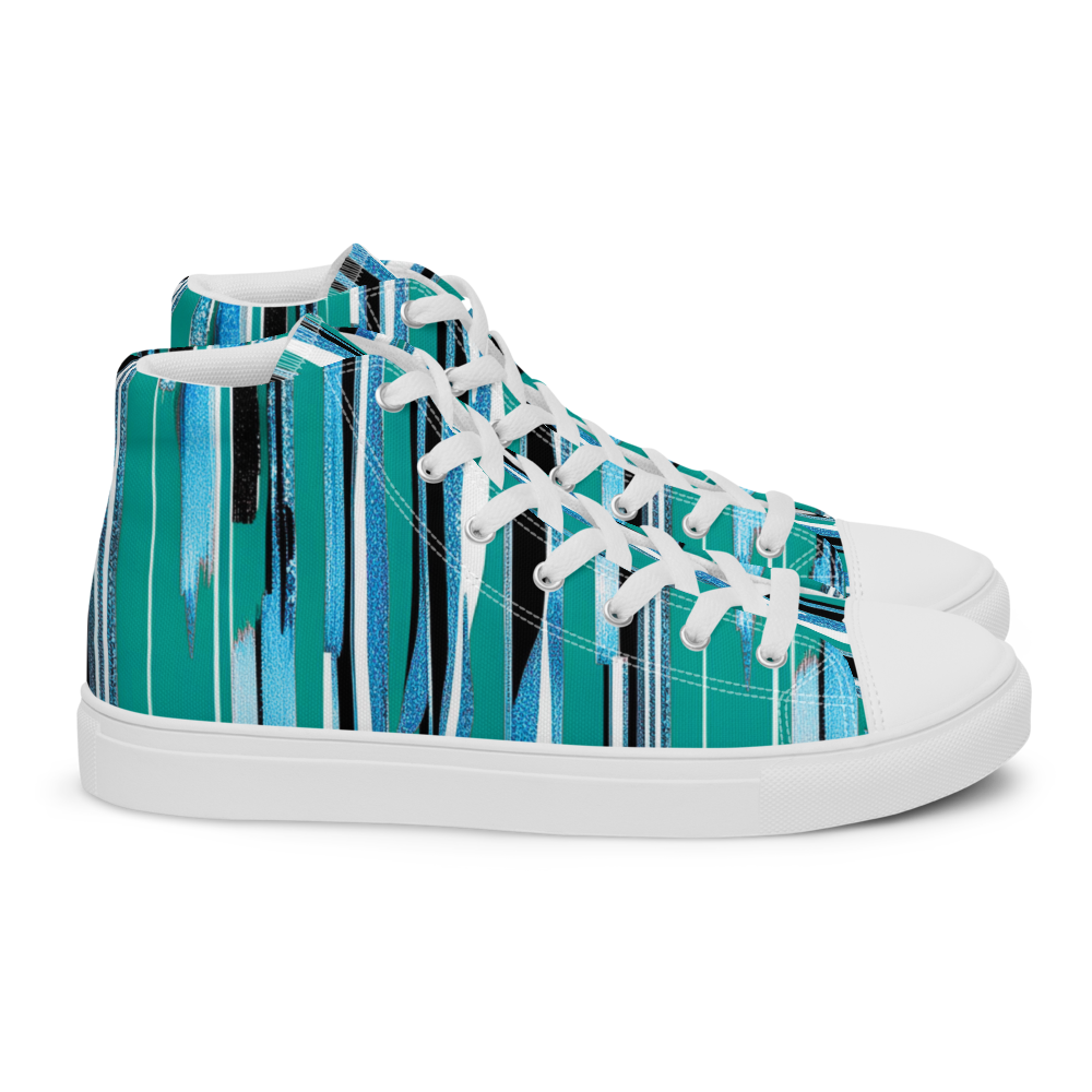 Men’s high top canvas shoes - Teal Blue Party | 5025