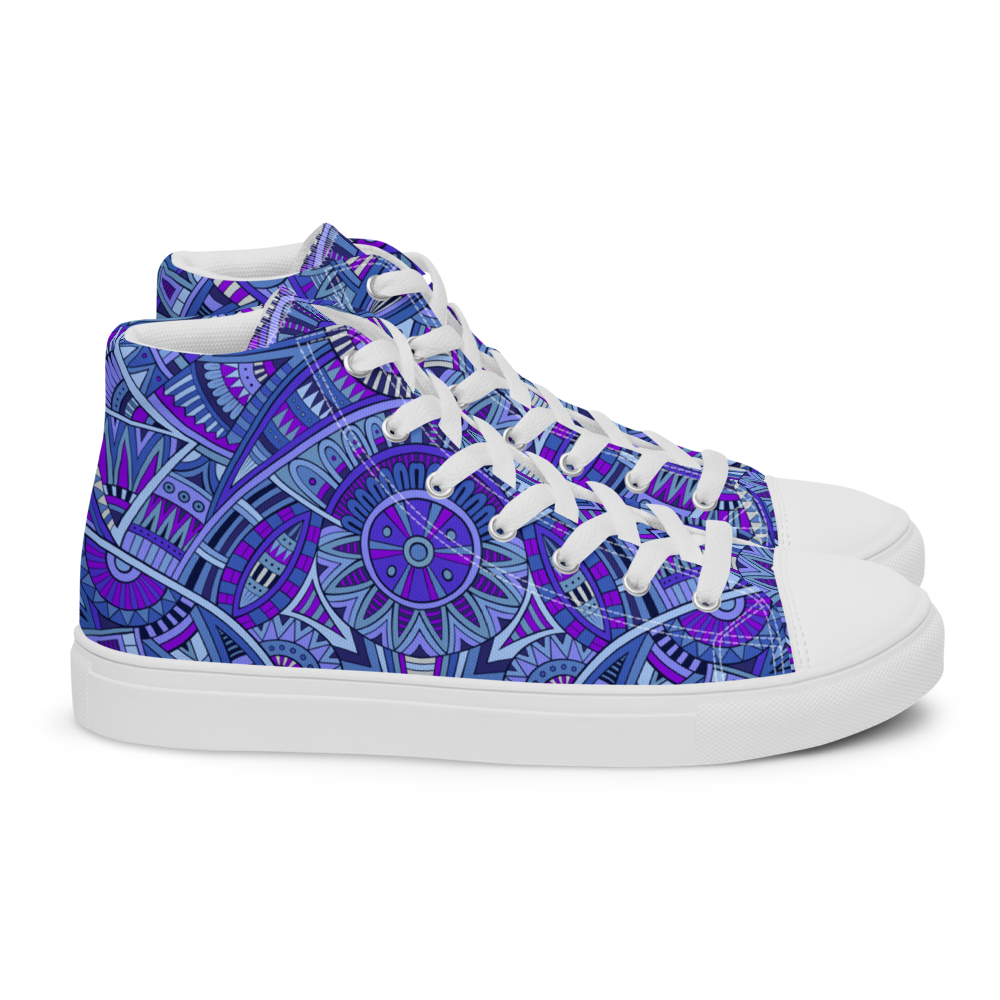 Men’s high top canvas shoes - Ethnic-Boho Fusion Blue | 5030
