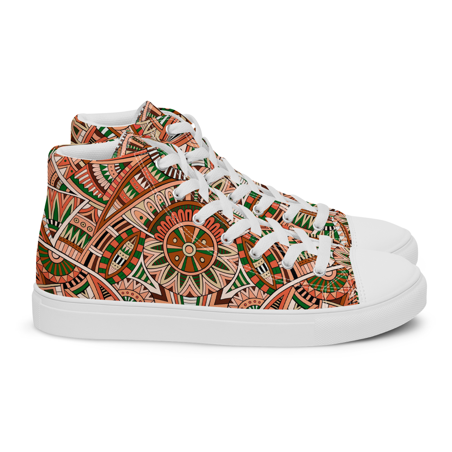 Men’s high top canvas shoes - Ethnic-Boho Fusion Orange | 5034