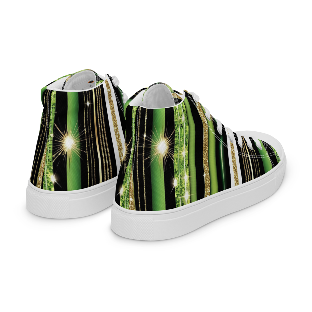 Men’s high top canvas shoes - Green Sparks Party | 5021
