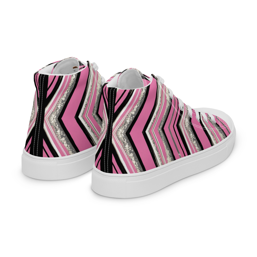Men’s high top canvas shoes - Pink Silver Party | 5023