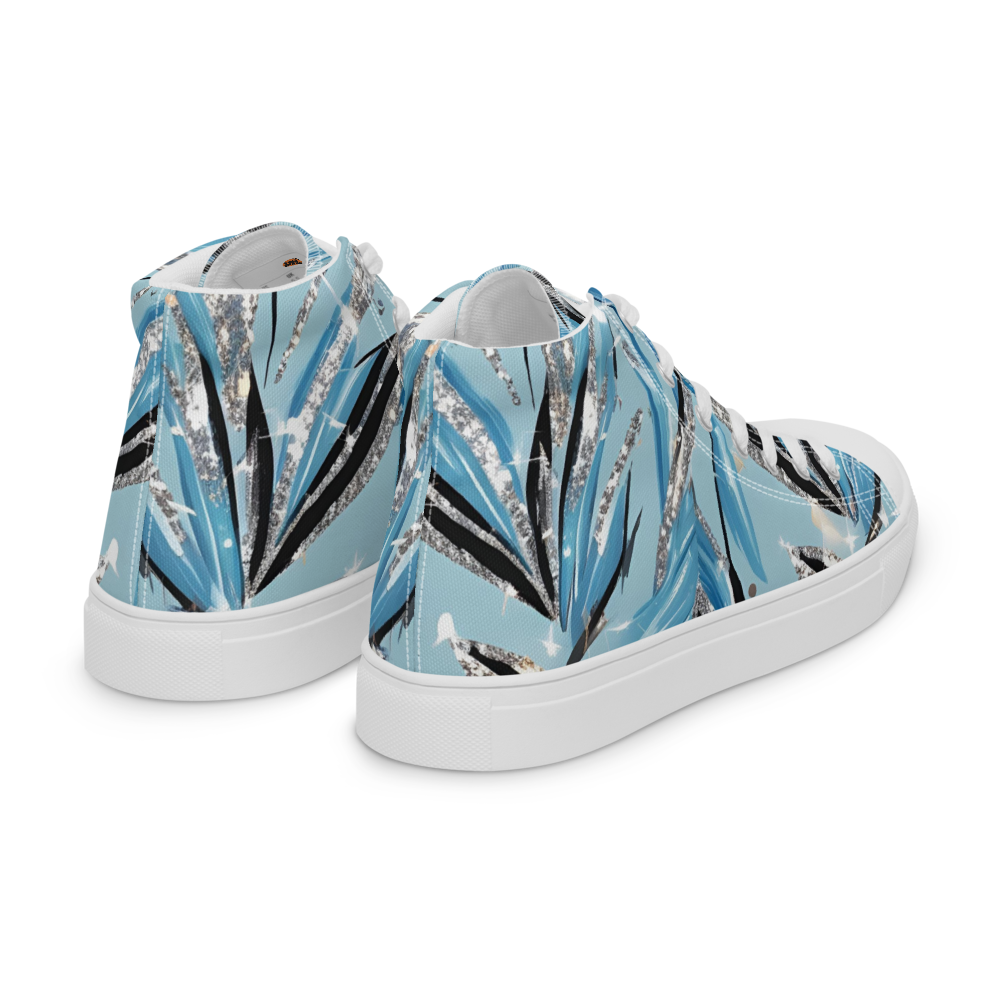 Men’s high top canvas shoes - Blue Silver Hot Ice Party | 5024