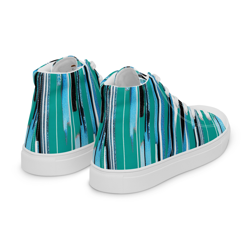 Men’s high top canvas shoes - Teal Blue Party | 5025