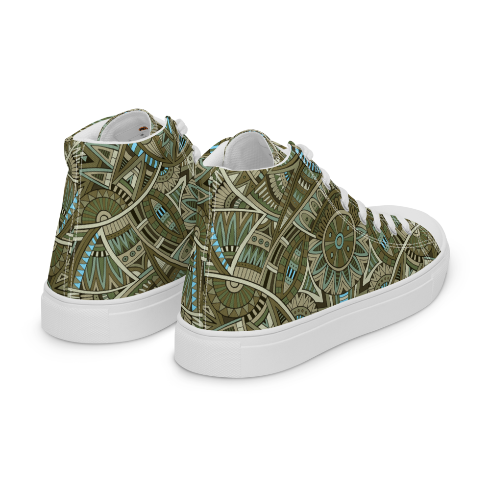 Men’s high top canvas shoes - Ethnic-Boho Fusion Khaki | 5031