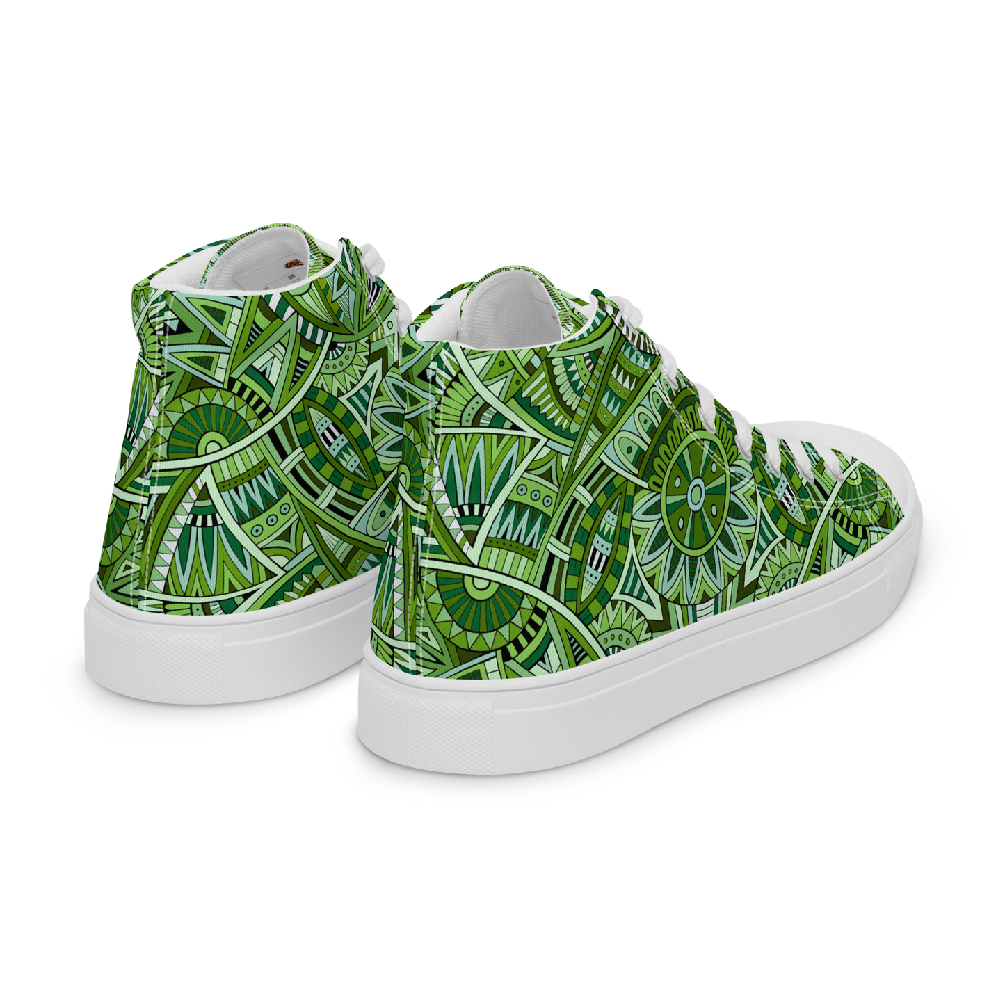 Men’s high top canvas shoes - Ethnic-Boho Fusion Fresh Green | 5032