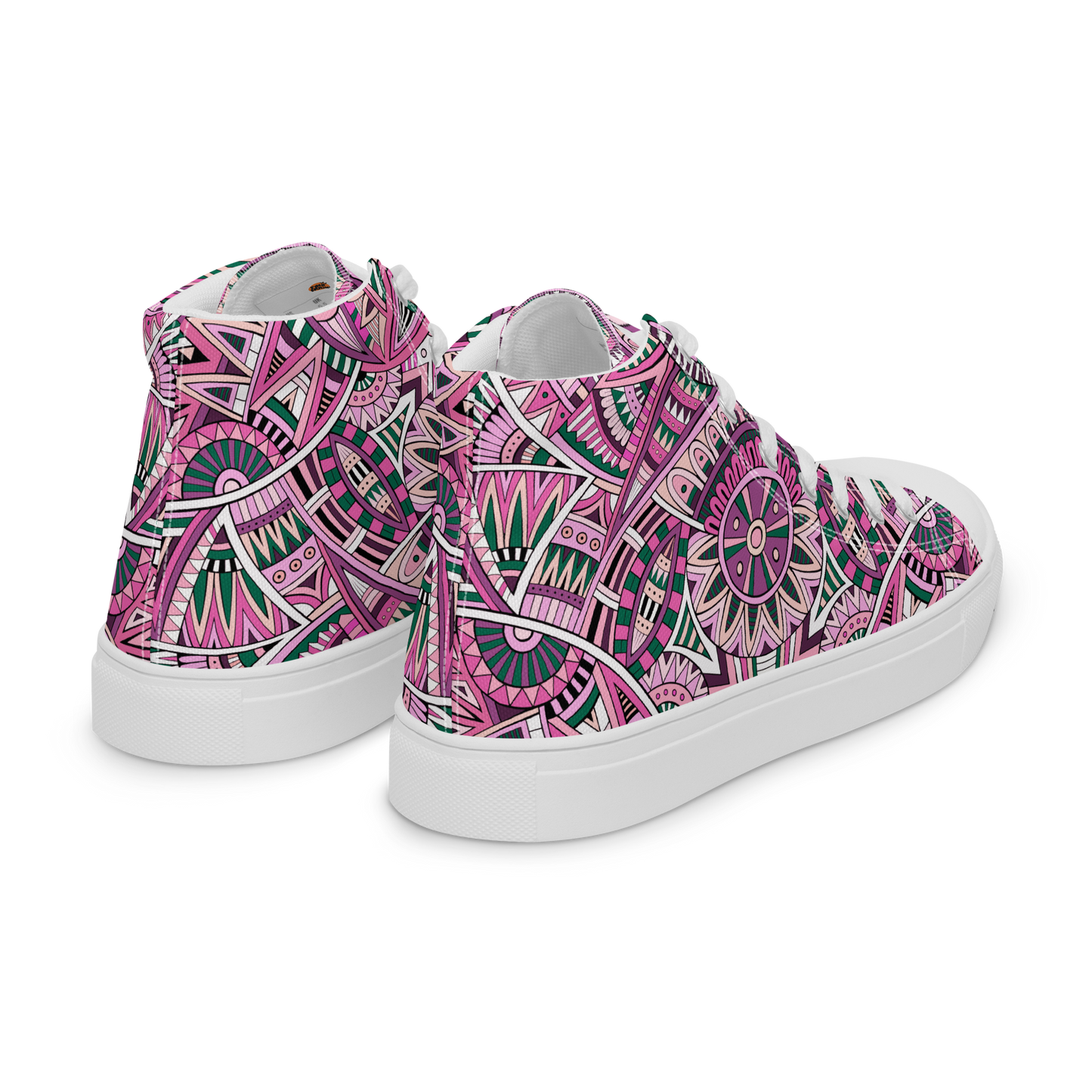 Men’s high top canvas shoes - Ethnic-Boho Fusion Pink | 5033