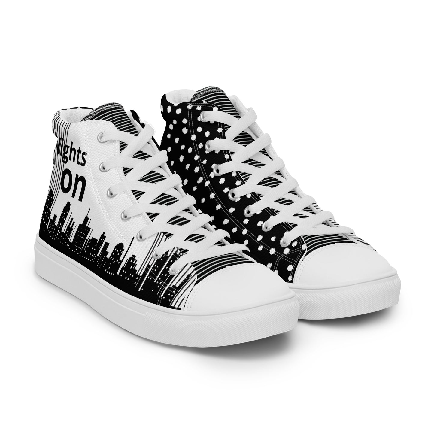 Men’s high top canvas shoes - White Lights out/Nights on | 5014