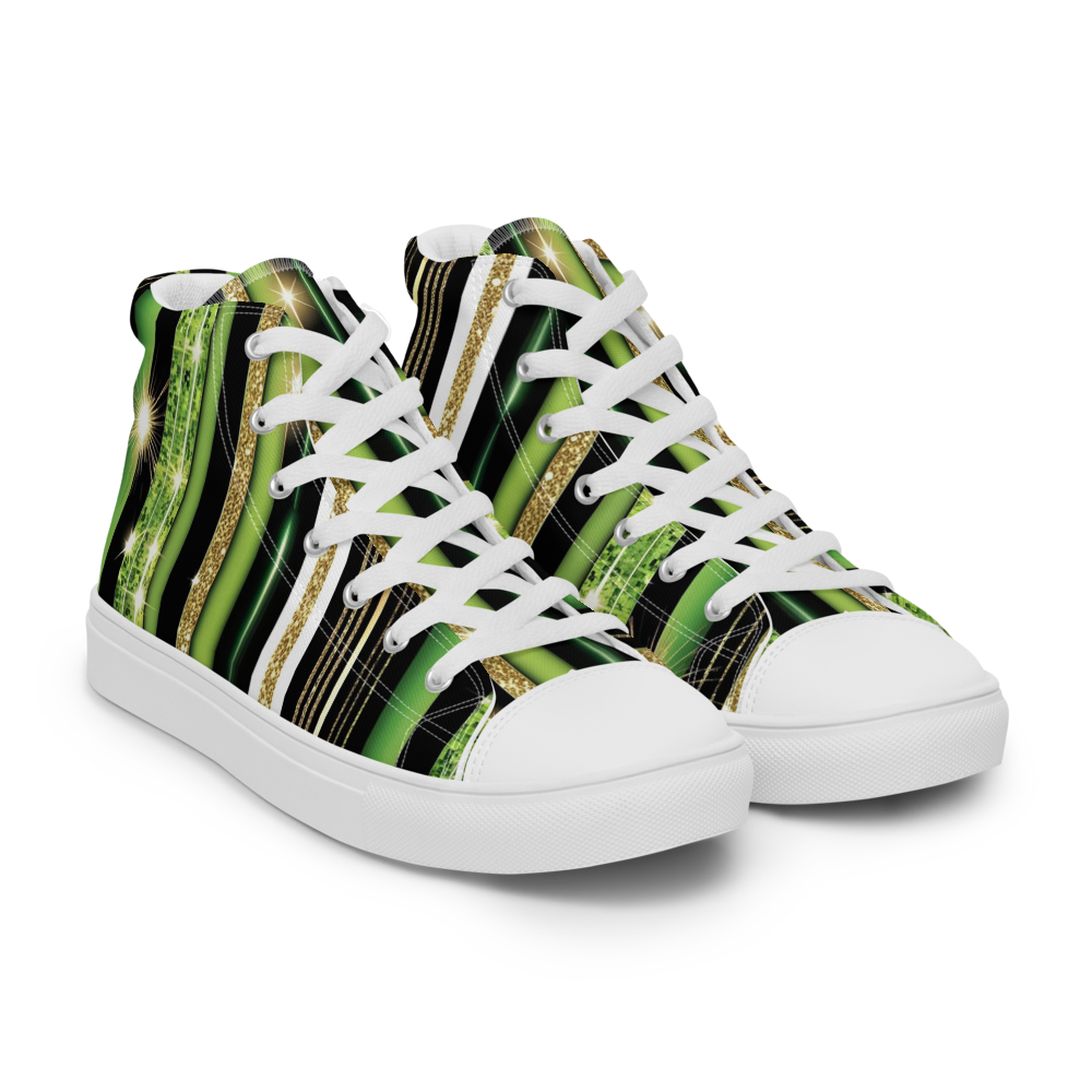 Men’s high top canvas shoes - Green Sparks Party | 5021