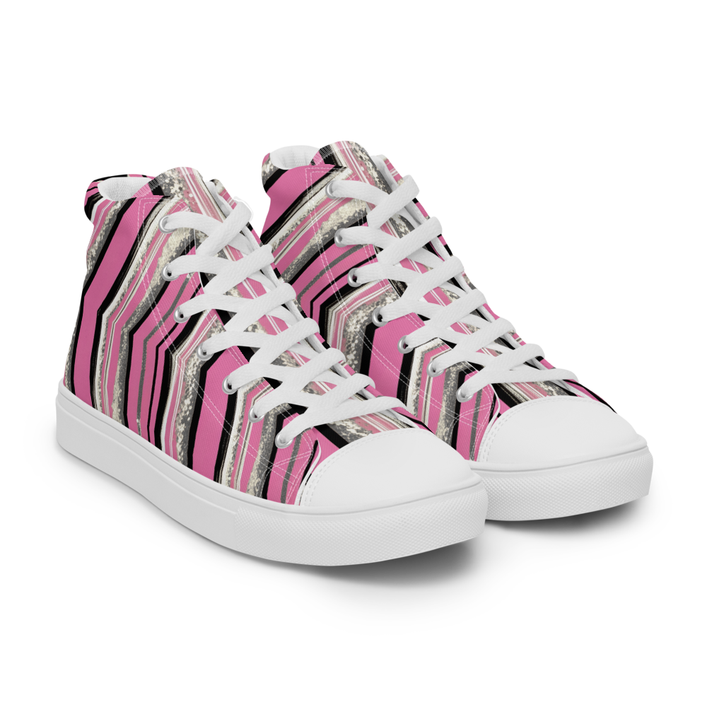 Men’s high top canvas shoes - Pink Silver Party | 5023