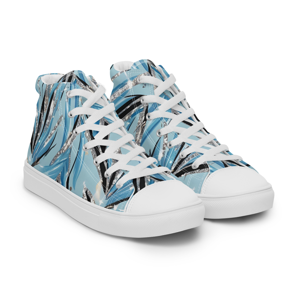 Men’s high top canvas shoes - Blue Silver Hot Ice Party | 5024