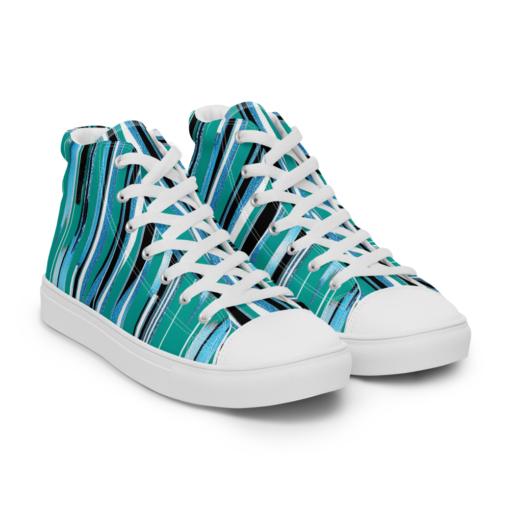 Men’s high top canvas shoes - Teal Blue Party | 5025