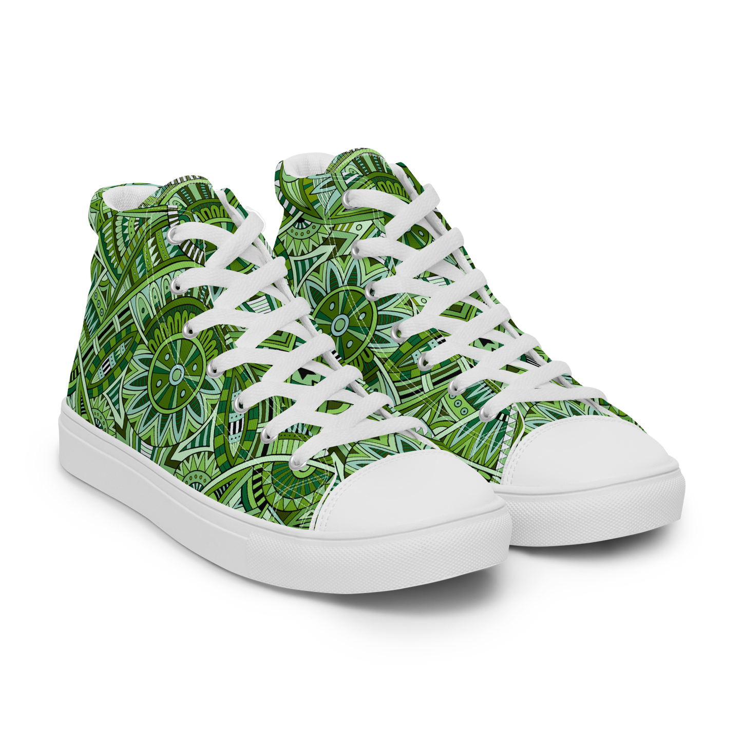 Men’s high top canvas shoes - Ethnic-Boho Fusion Fresh Green | 5032