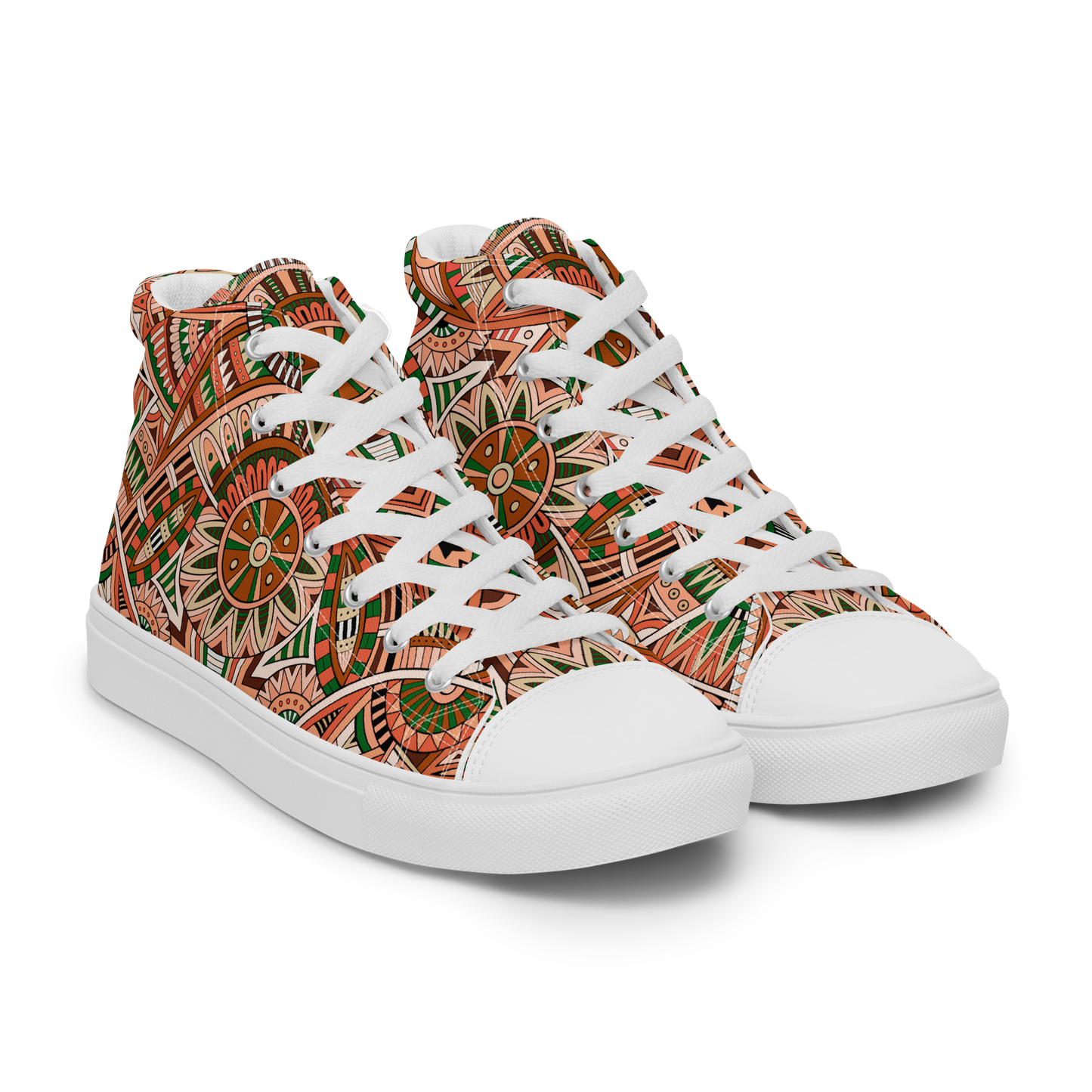 Men’s high top canvas shoes - Ethnic-Boho Fusion Orange | 5034