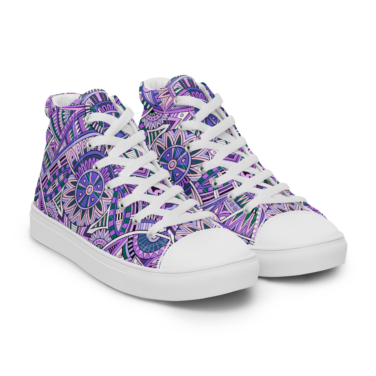 Men’s high top canvas shoes - Ethnic-Boho Fusion Lilac | 5035