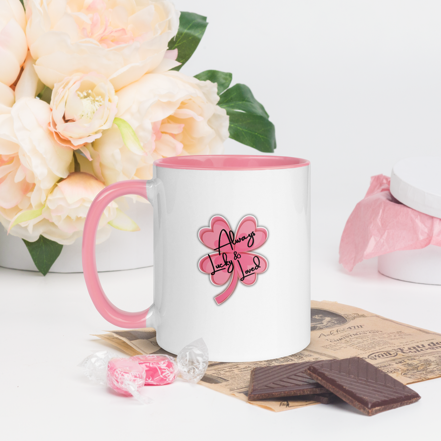 “Always Lucky & Loved” Pink Clover – Coffee Mug 11oz/325 ml | 10108