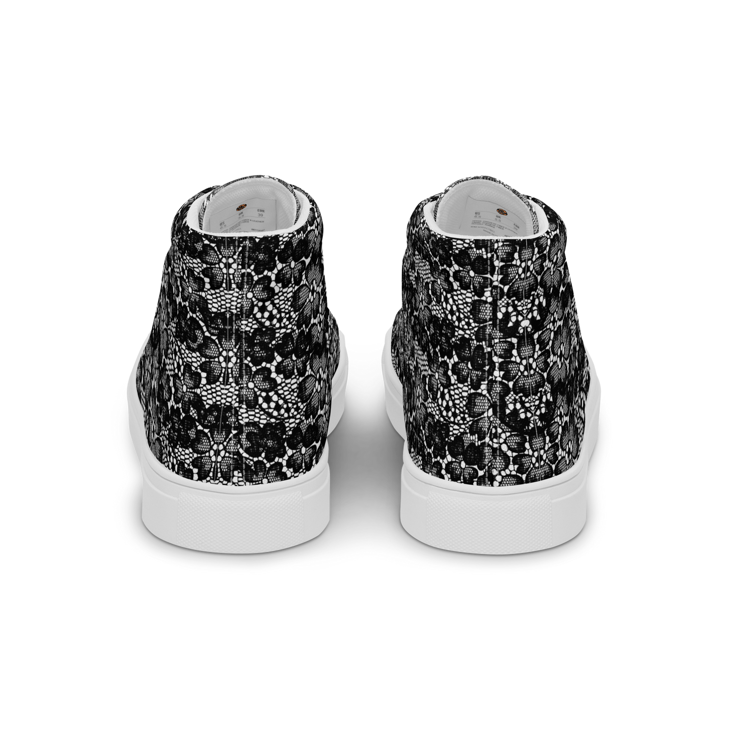 Women’s high top canvas shoes - Black Lace print - Romantic Noir | 10004