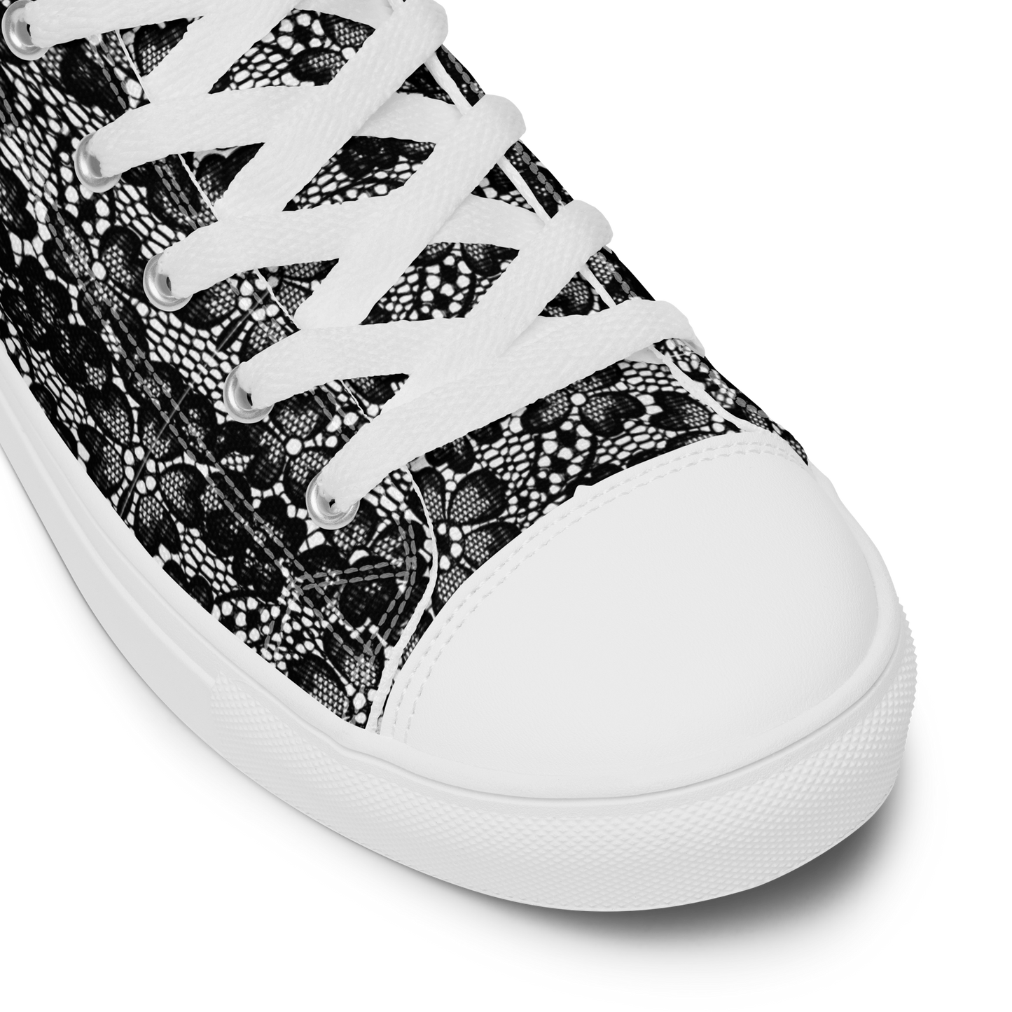 Women’s high top canvas shoes - Black Lace print - Romantic Noir | 10004