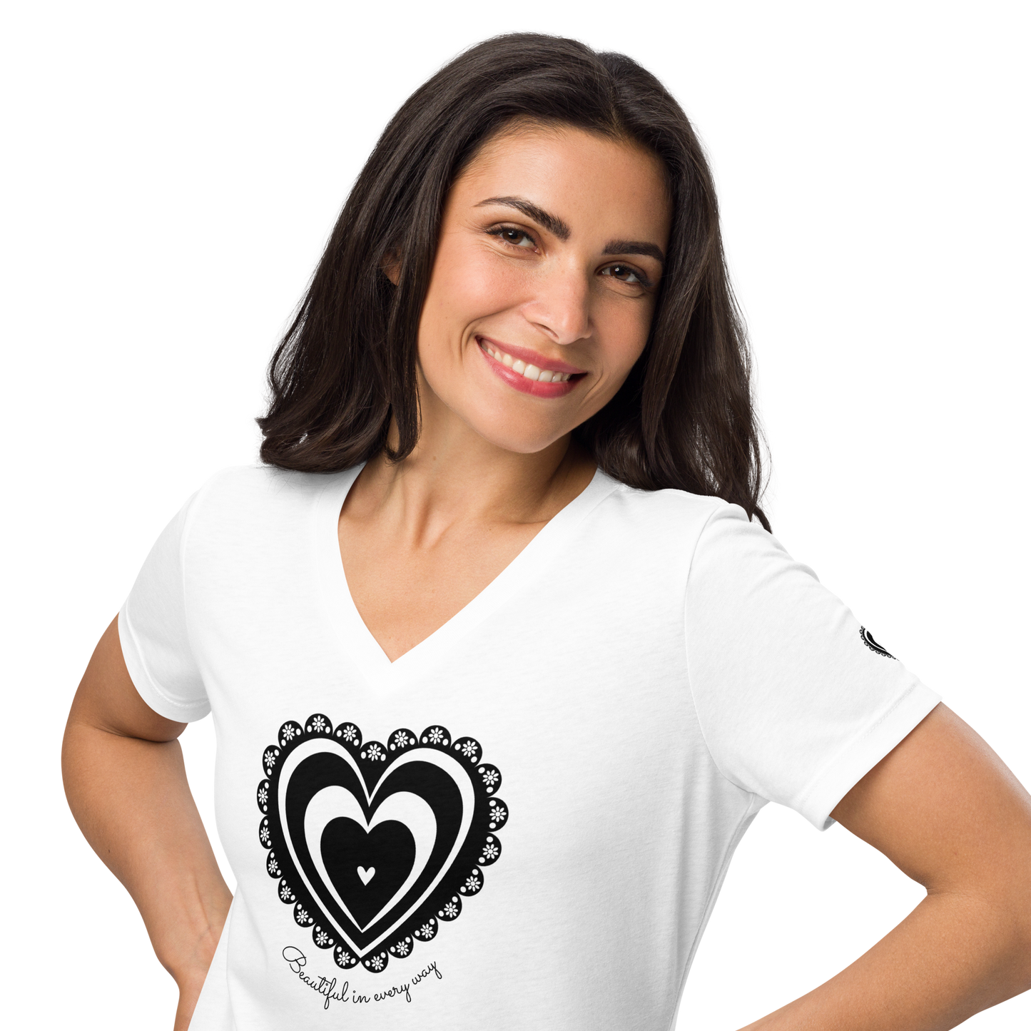 Beautiful in every way V-neck T-shirt - Romantic Noir | 10010