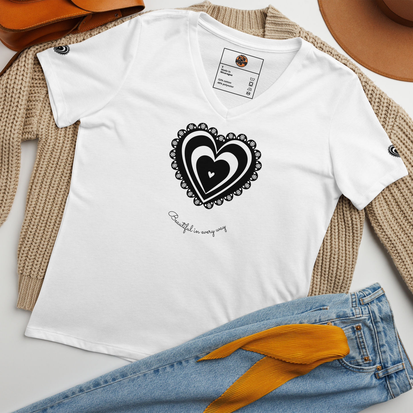 Beautiful in every way V-neck T-shirt - Romantic Noir | 10010