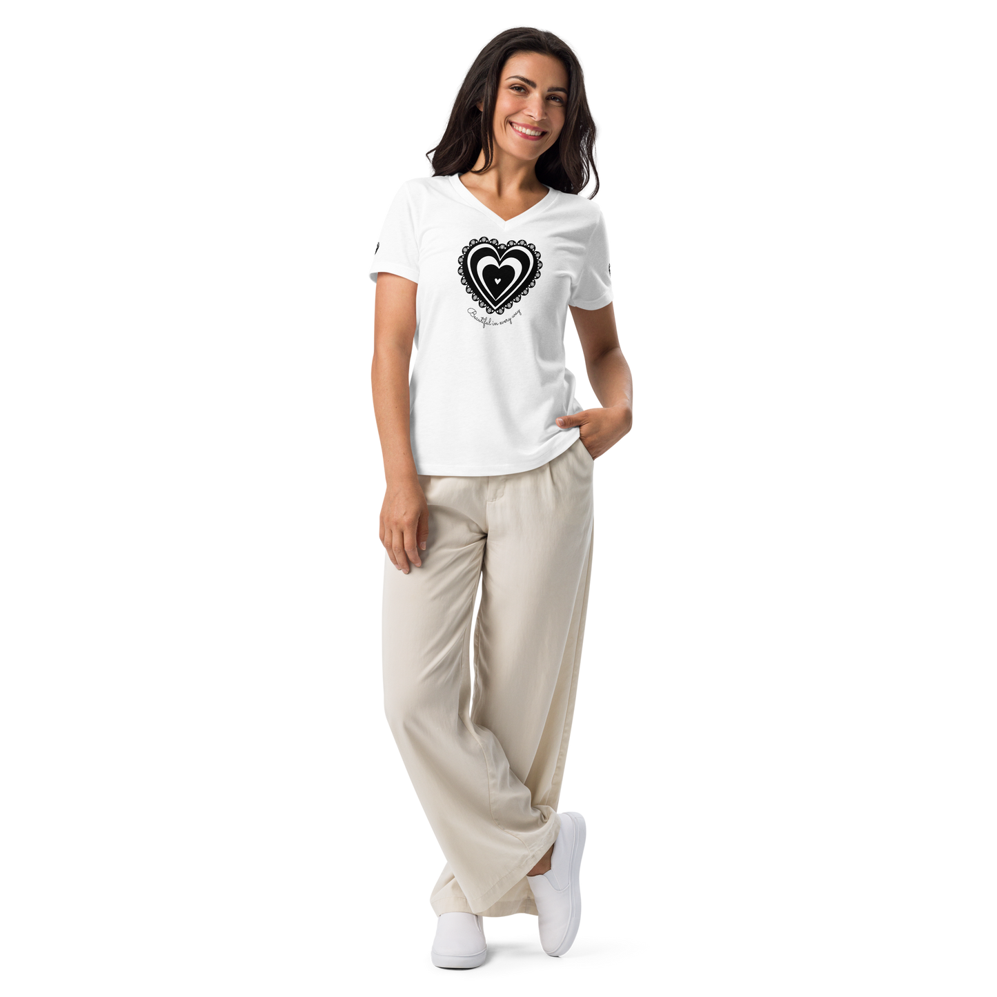 Beautiful in every way V-neck T-shirt - Romantic Noir | 10010